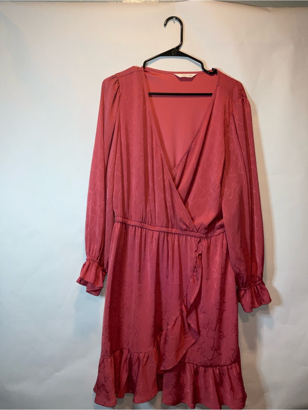 LC Lauren Conrad Rose Pink Wrap-Style Long Sleeve Dress